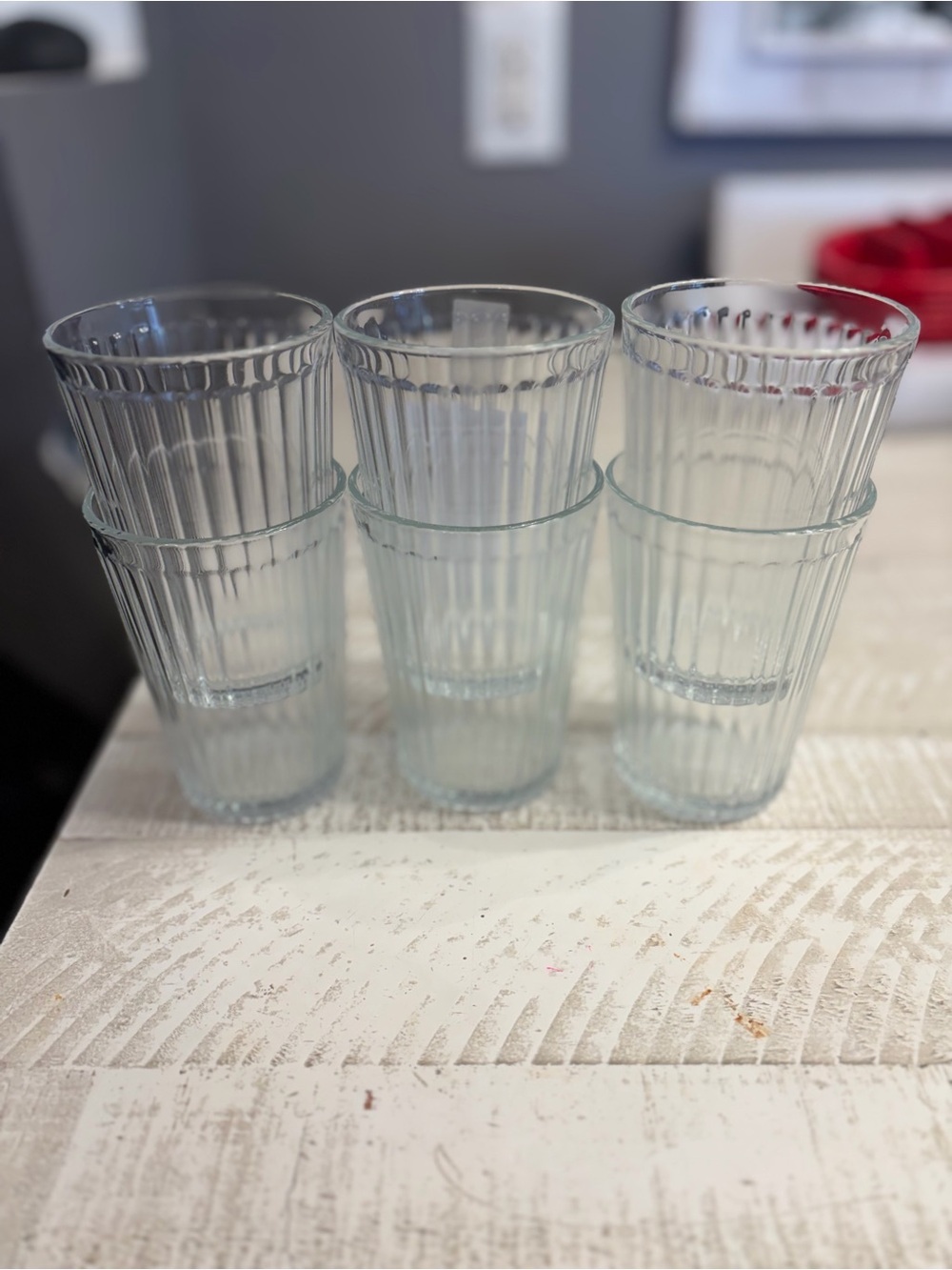 Clear Ribbed Glass Tumbler Set - 6 Pack